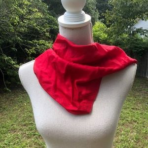 Bright Red Square Scarf Vintage Cherry Color acetate Artsy Small Size
